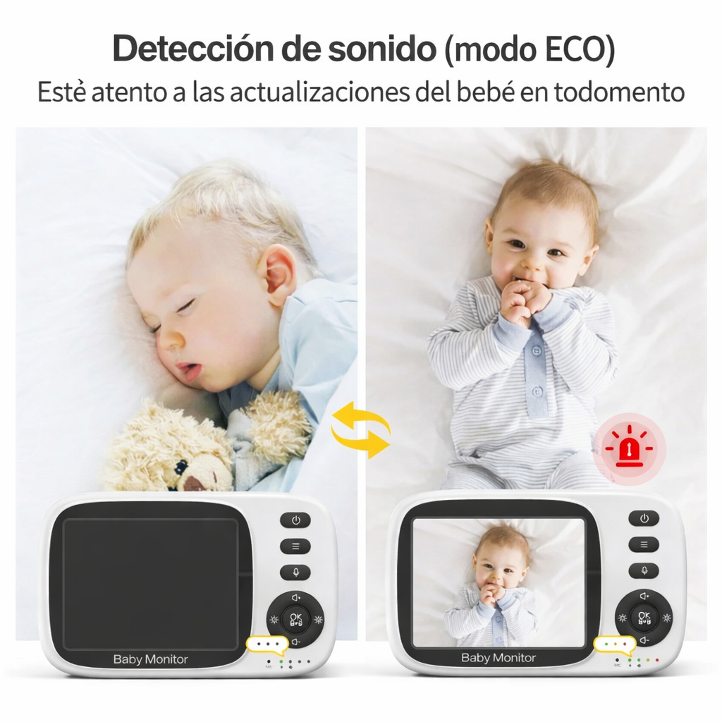 Monitor BabyStar inteligente e Inalámbrico 3.2” con Visión Nocturna Automática, Intercomunicador Bidireccional, Lullabies y Sensor de Temperatura