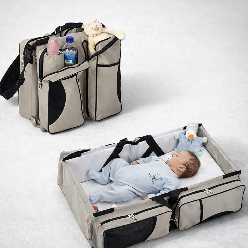 Bolso 3 en 1: Llévalo como bolso, úsalo como pañalera o cuna para tu bebé