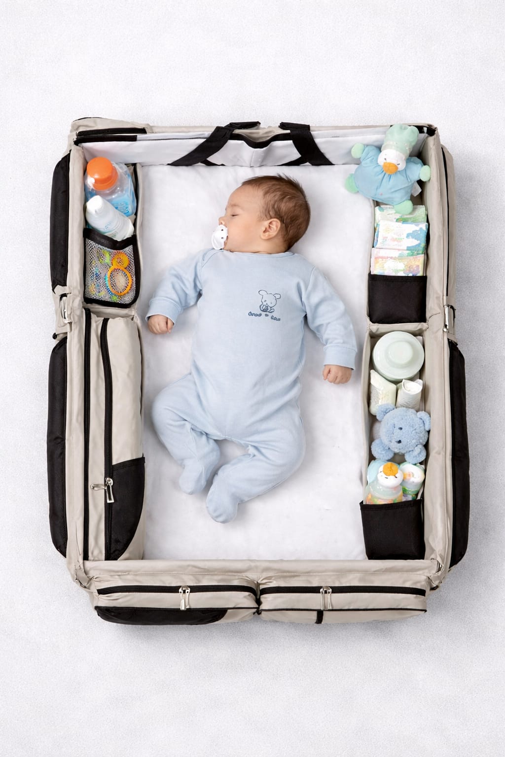 Bolso 3 en 1: Llévalo como bolso, úsalo como pañalera o cuna para tu bebé